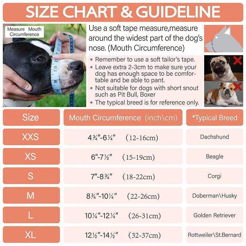 Adjustable XL Size Pet Dog Mask Mouth Muzzle Anti Barking Bite Stop Chewing Mask - Grey