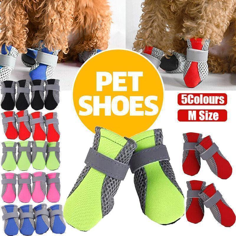 4PCS M Size Anti Slip Waterproof Protective Dog Shoes Rain Boots Pet Socks Booties - Blue
