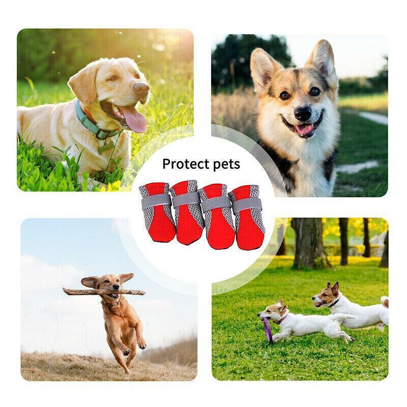 4PCS M Size Anti Slip Waterproof Protective Dog Shoes Rain Boots Pet Socks Booties - Green