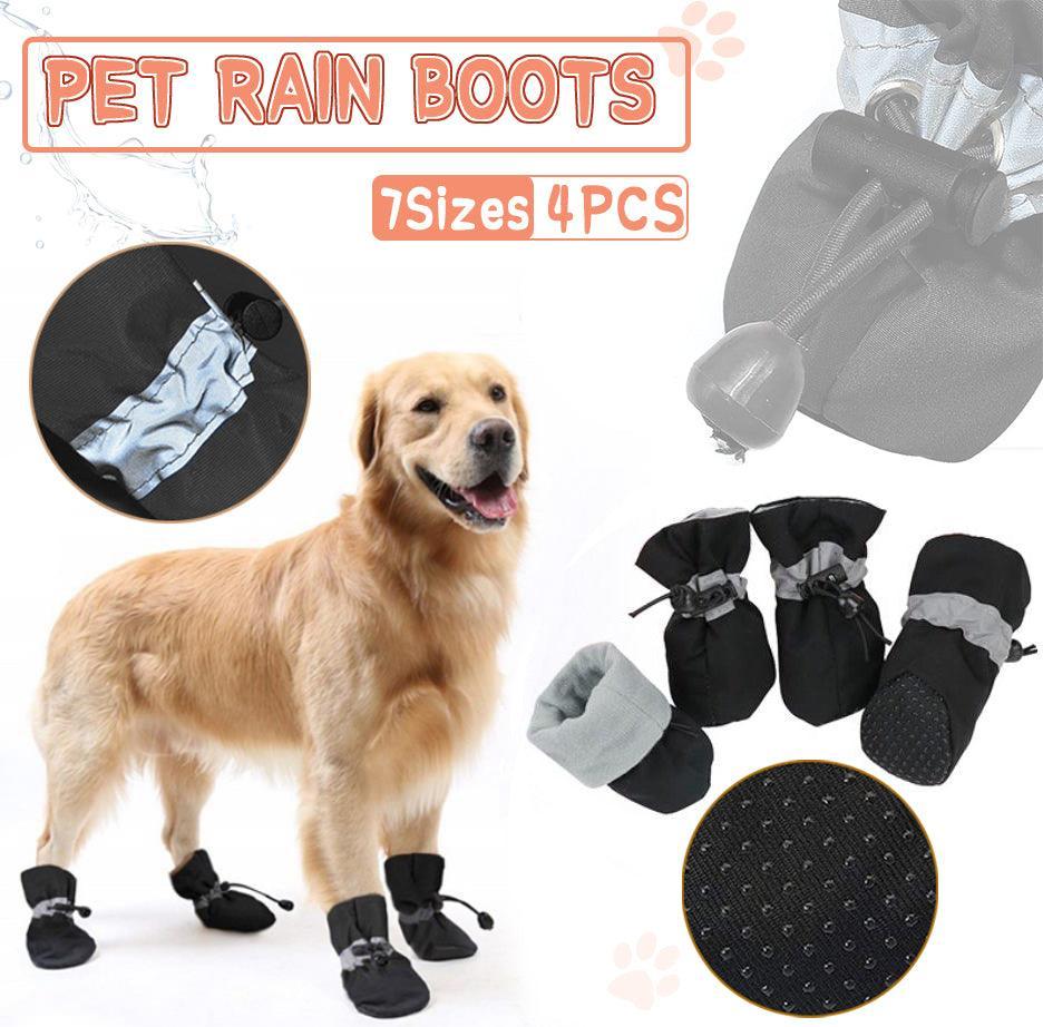 Set Anti Slip Waterproof Protective Dog Shoes Rain Boots Pet Socks Booties 4Pcs - 2XL