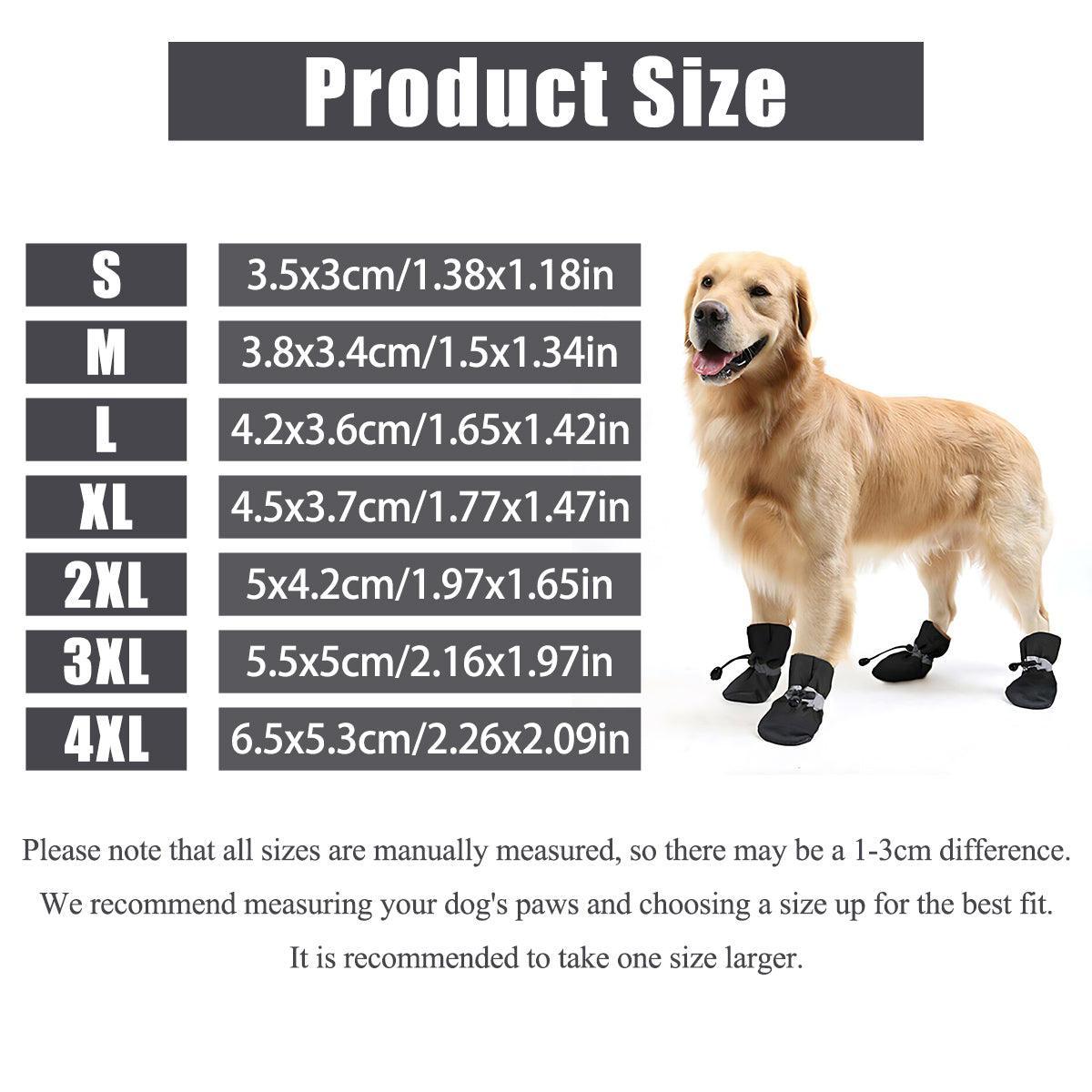 Set Anti Slip Waterproof Protective Dog Shoes Rain Boots Pet Socks Booties 4Pcs - 2XL
