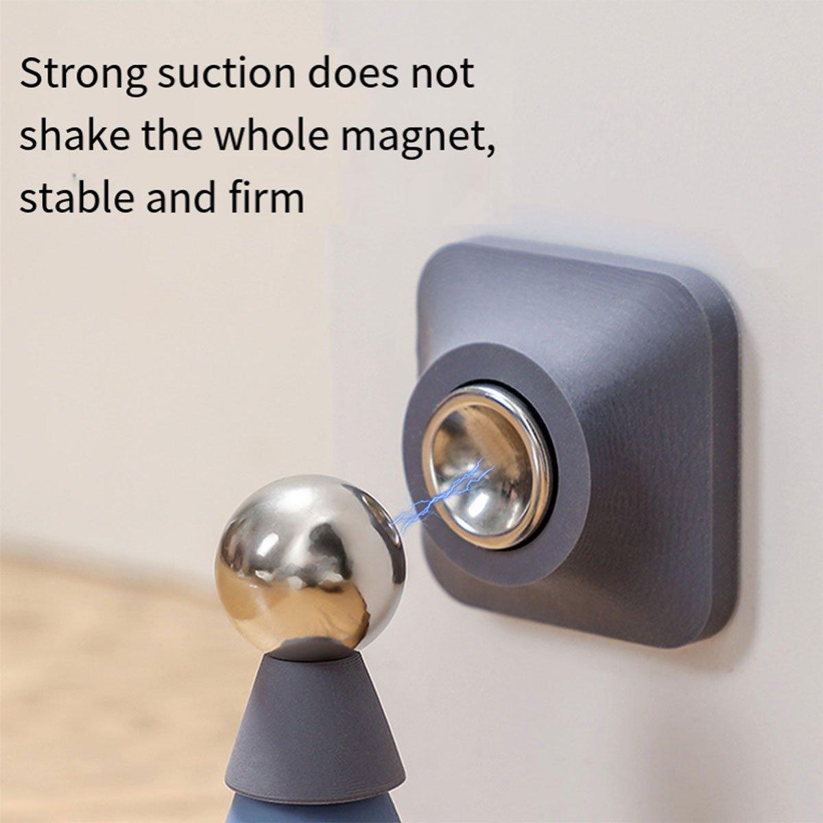 Silicone Silent Door Stopper with Suction Base and Secure Hold Catch Design - Grey
