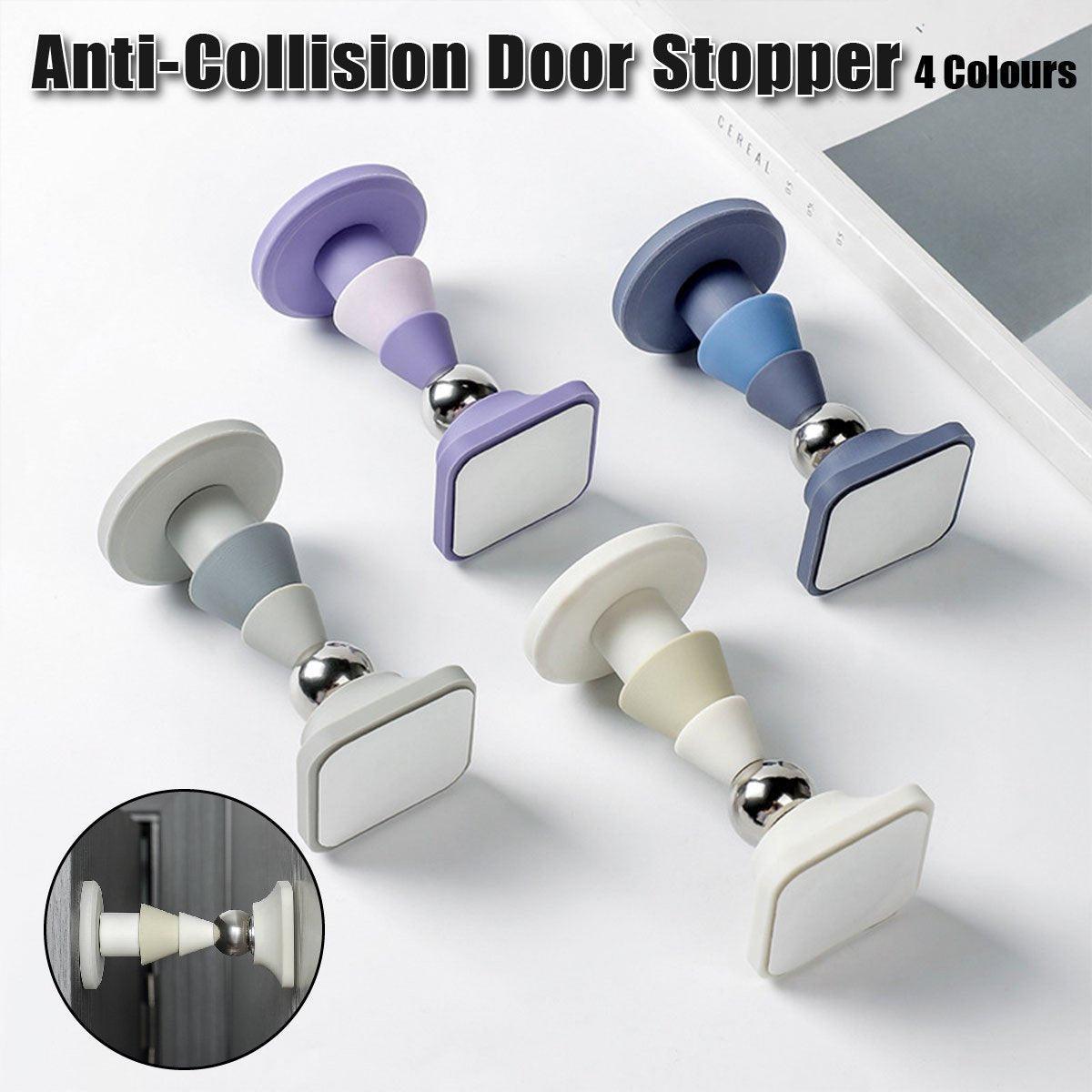 Silicone Silent Door Stopper with Suction Base and Secure Hold Catch Design - White