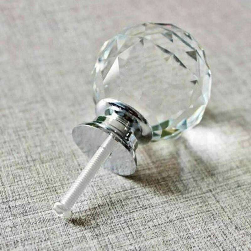 Door Knobs Handle Pull Clear Crystal Glass Knob Drawer Cabinet +Screw 30Mm 40Mm - 40MM-10PCS