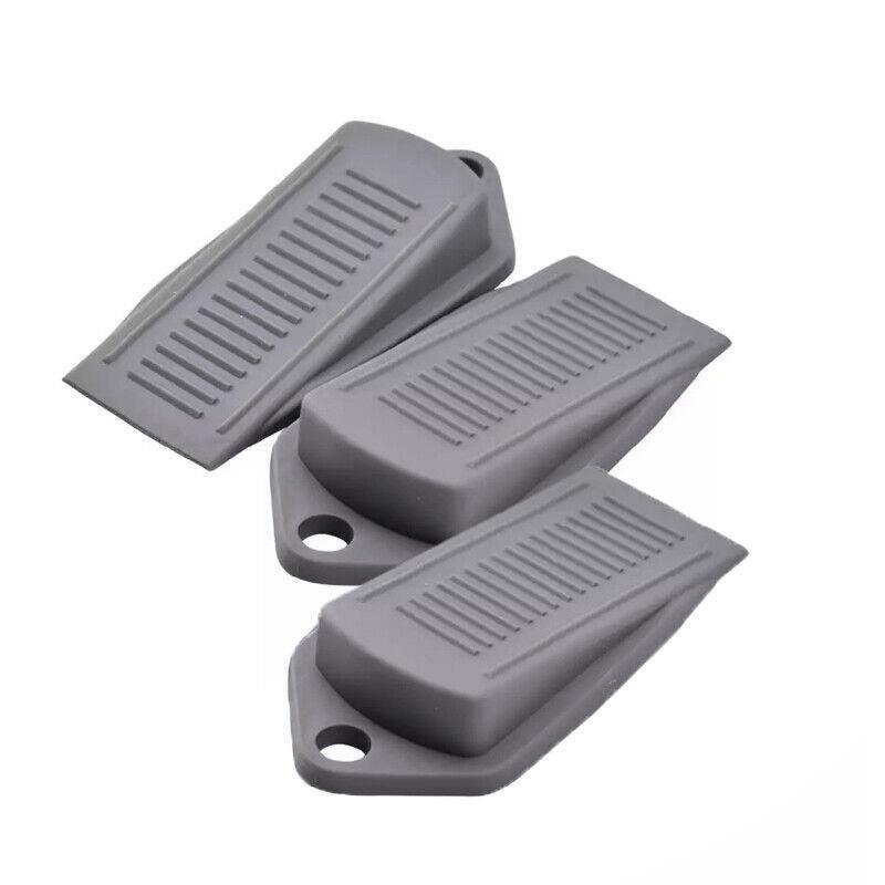 3Pcs Thick Rubber Wedge Door Stoppers Floor Carpet Heavy Duty Door Stop Security - White