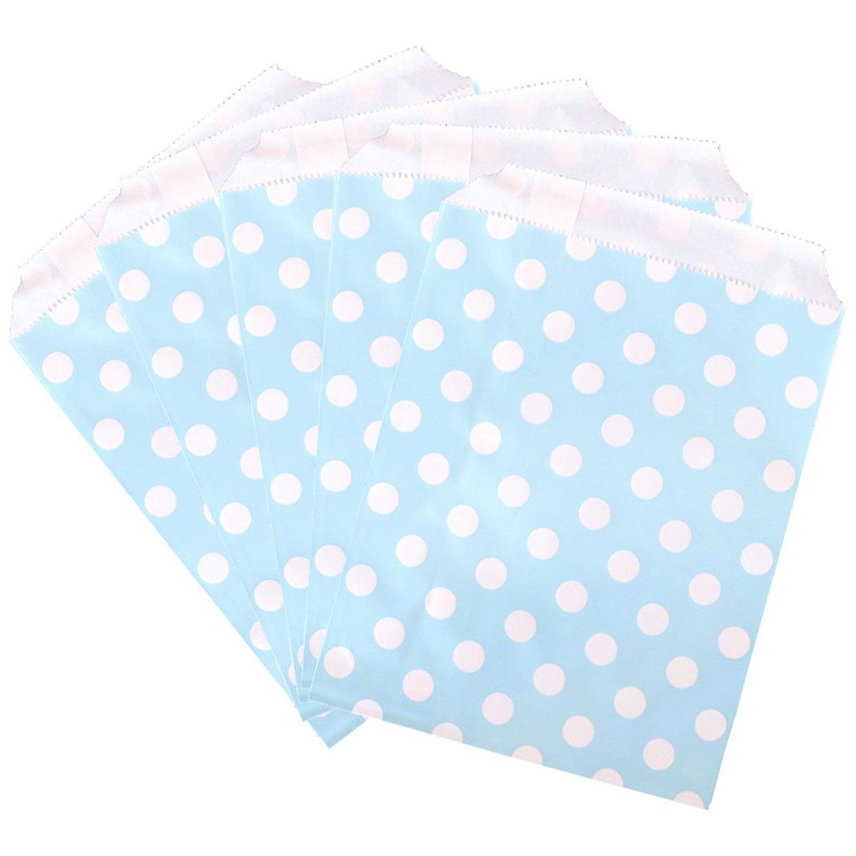 100pcs Colourful Polka Dot Paper Bags for Food Desserts Party Treats Packaging - Yellow