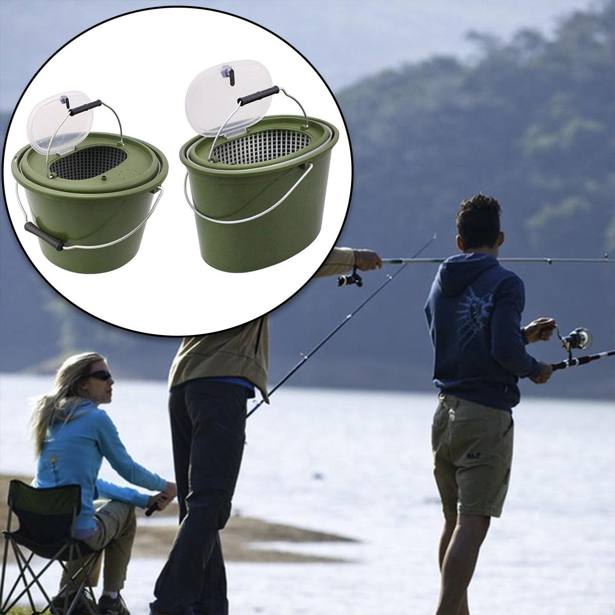 Portable Double Live Fish Bucket Breathable Fish Storage Container for Fishing - S