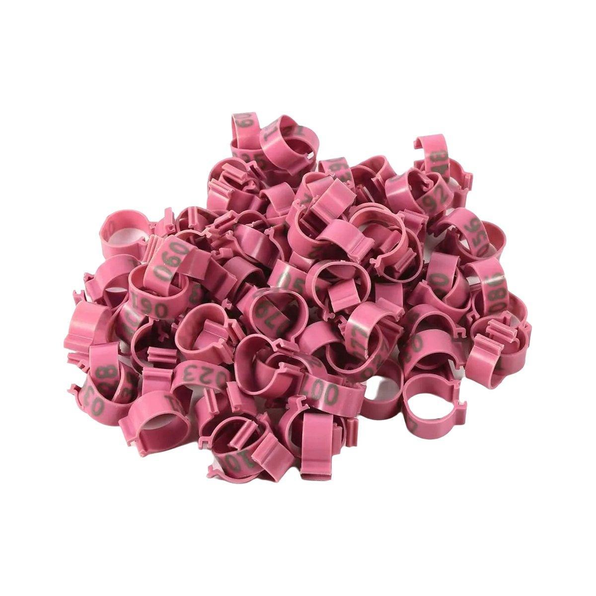 100X 001-100 Digital Numbered Bird Leg Band Rings Clip For Pigeon Parrot Poultry - Green