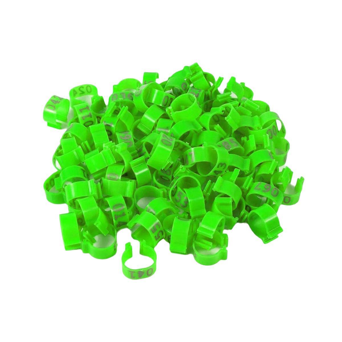 100X 001-100 Digital Numbered Bird Leg Band Rings Clip For Pigeon Parrot Poultry - Red