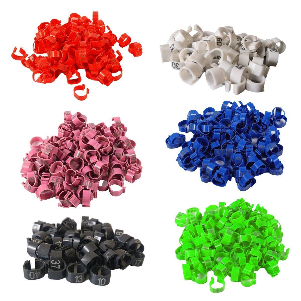 100X 001-100 Digital Numbered Bird Leg Band Rings Clip For Pigeon Parrot Poultry - White