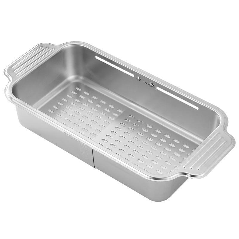 304 Stainless Steel Retractable Sink Drain Basket Kitchen Storage Rack Adjustable