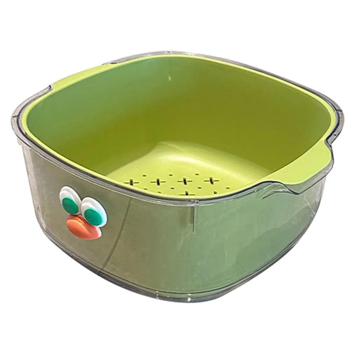 2 in 1 Cute Double Draining Fruit Basket Dishwashing Colander for Household - Green