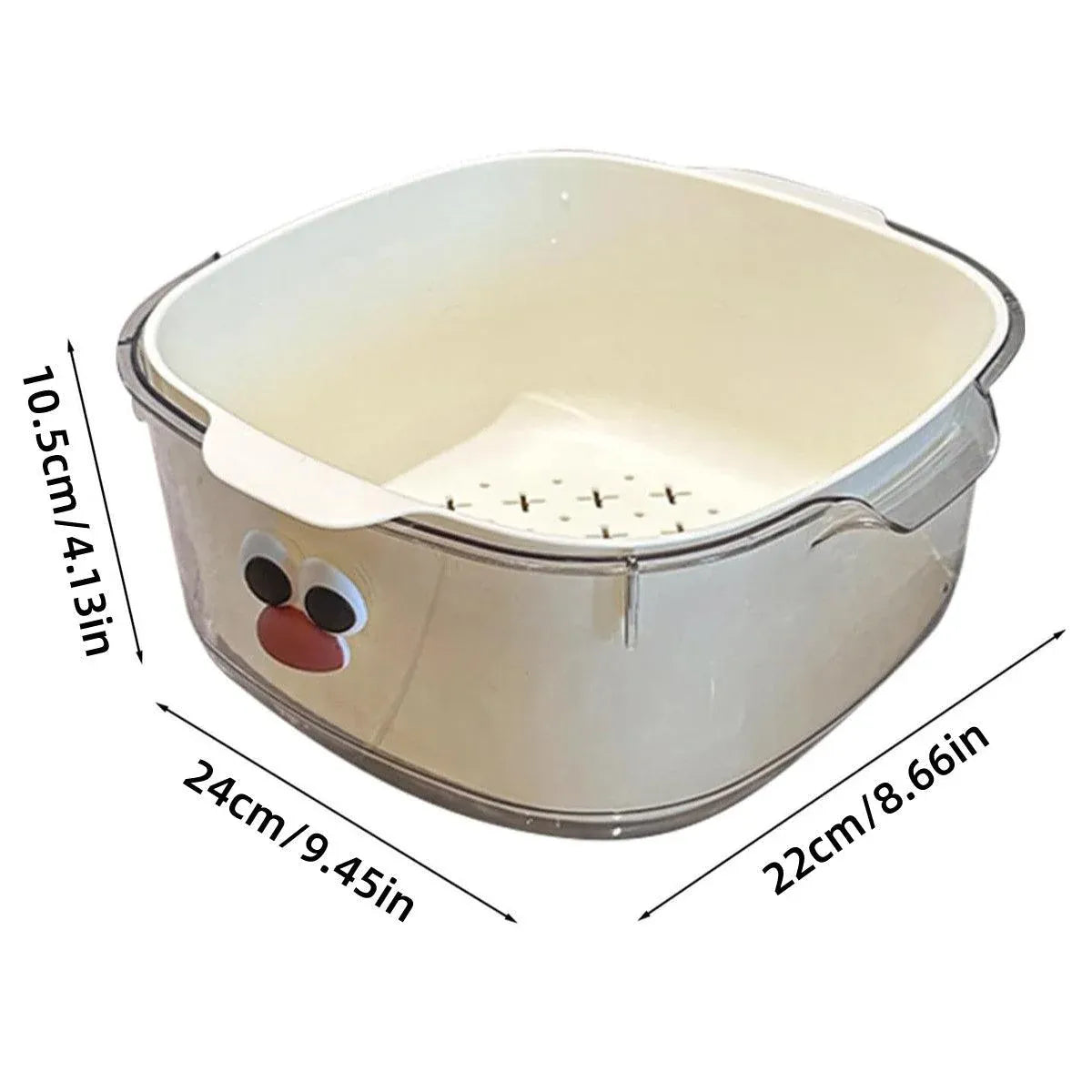 2 in 1 Cute Double Draining Fruit Basket Dishwashing Colander for Household - Green