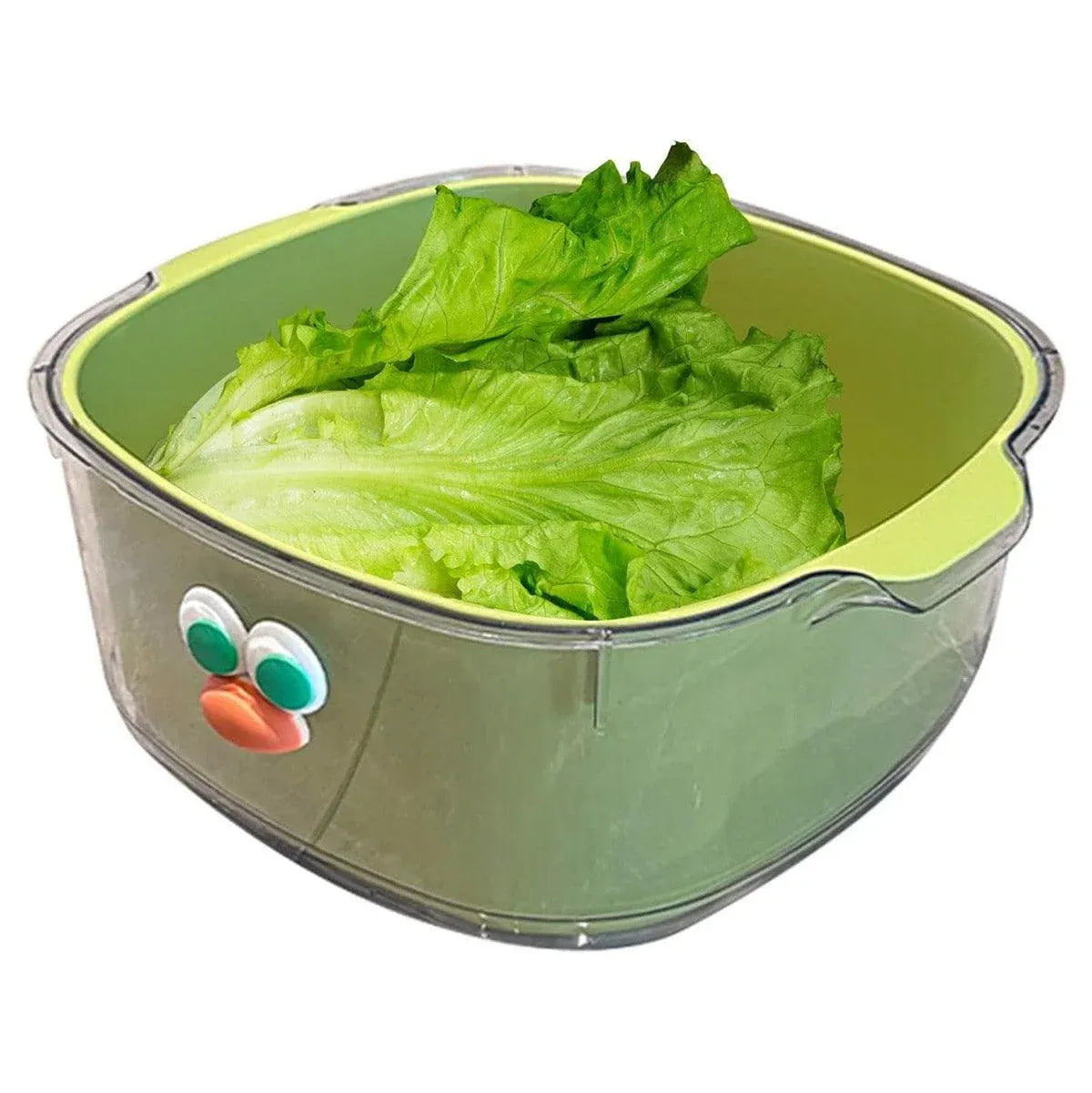 2 in 1 Cute Double Draining Fruit Basket Dishwashing Colander for Household - Green