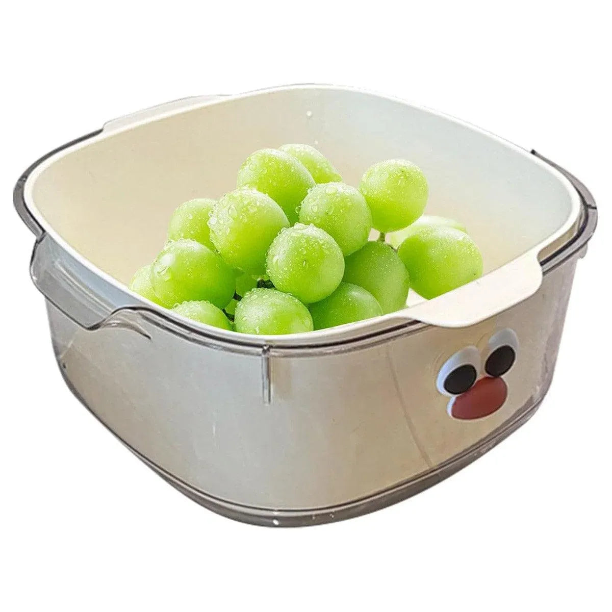 2 in 1 Cute Double Draining Fruit Basket Dishwashing Colander for Household - Green