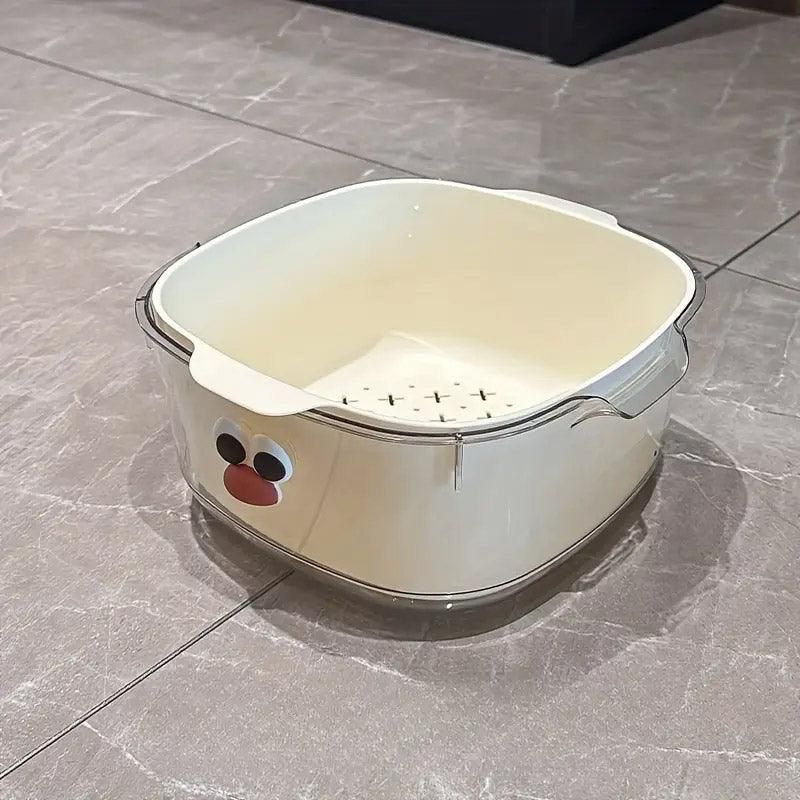 2 in 1 Cute Double Draining Fruit Basket Dishwashing Colander for Household - Pink