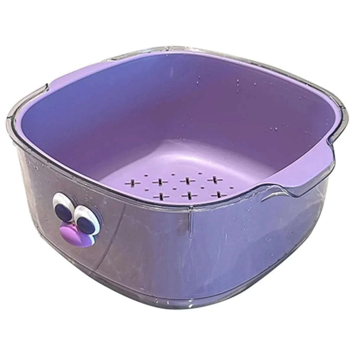 2 in 1 Cute Double Draining Fruit Basket Dishwashing Colander for Household - Purple