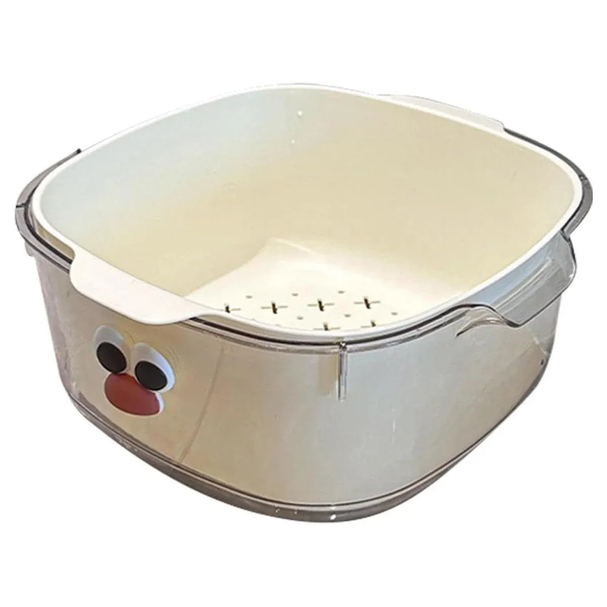 2 in 1 Cute Double Draining Fruit Basket Dishwashing Colander for Household - White