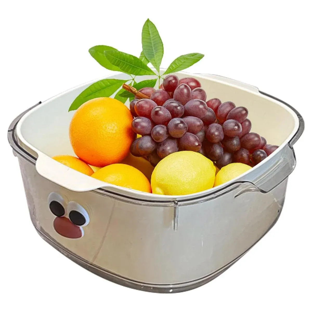 2 in 1 Cute Double Draining Fruit Basket Dishwashing Colander for Household - White