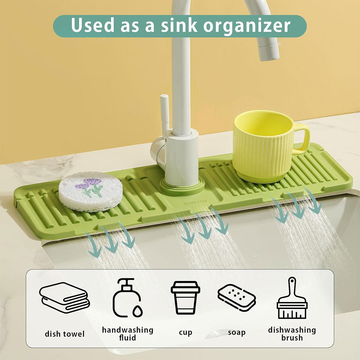 Faucet Draining Pad Narrow Sink Splash Guard Mat for Washbasin Water Catcher - Grey