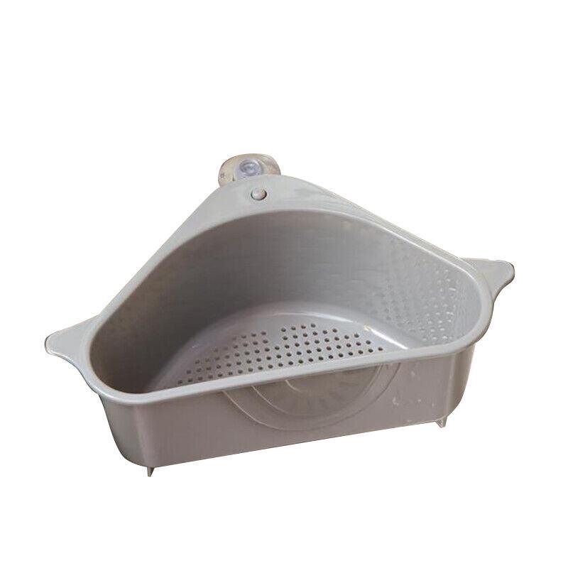 Triangle Sink Kitchen Storage Drain Basket Rack Shelf Holder Strainer Organizer - Grey