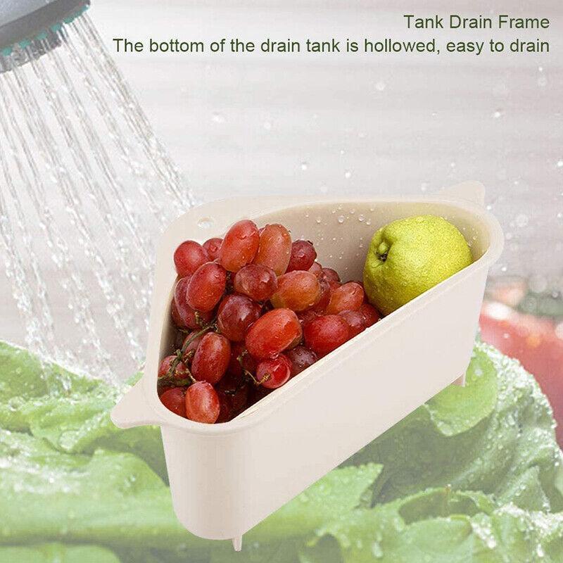 Triangle Sink Kitchen Storage Drain Basket Rack Shelf Holder Strainer Organizer - Grey