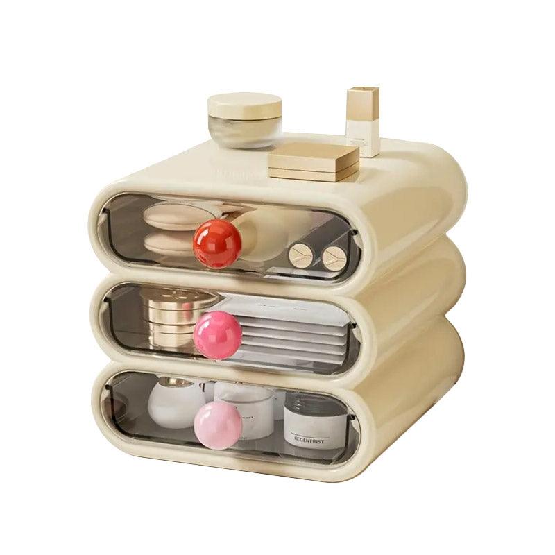 Drawer Cosmetic Organizer Desktop Storage Organizer for Makeup Desk Accessories - White