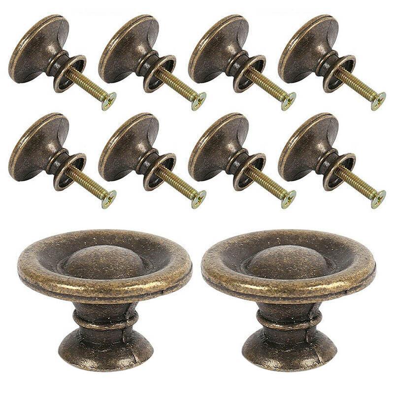 10/20/40Pcs Antique Brass Drawer Knobs Vintage Cabinet Handles Cupboard Pulls - 10PCS