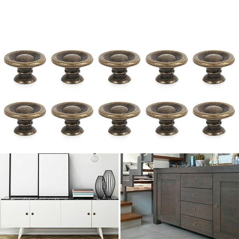 10/20/40Pcs Antique Brass Drawer Knobs Vintage Cabinet Handles Cupboard Pulls - 10PCS