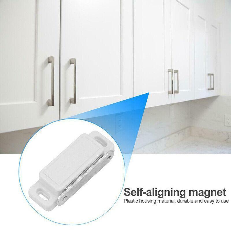 2/6/10/24/48Pcs White Magnetic Door Catch Cupboard Cabinet Wardrobe Drawer Latch - 2PCS