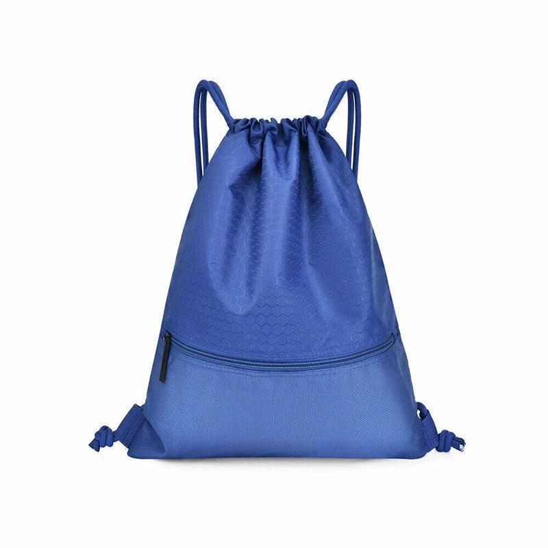Backpack Sport Pack String Tote Gym Bag Cinch Sack School Drawstring Capacity - Blue