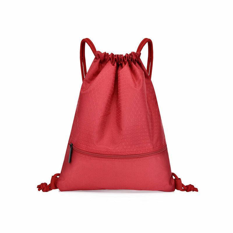 Backpack Sport Pack String Tote Gym Bag Cinch Sack School Drawstring Capacity - Red
