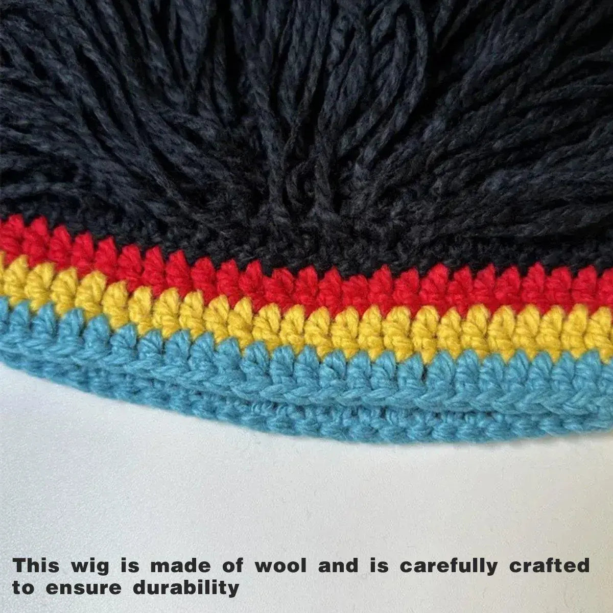 1-Piece Black Knitted Novelty Wig Hat