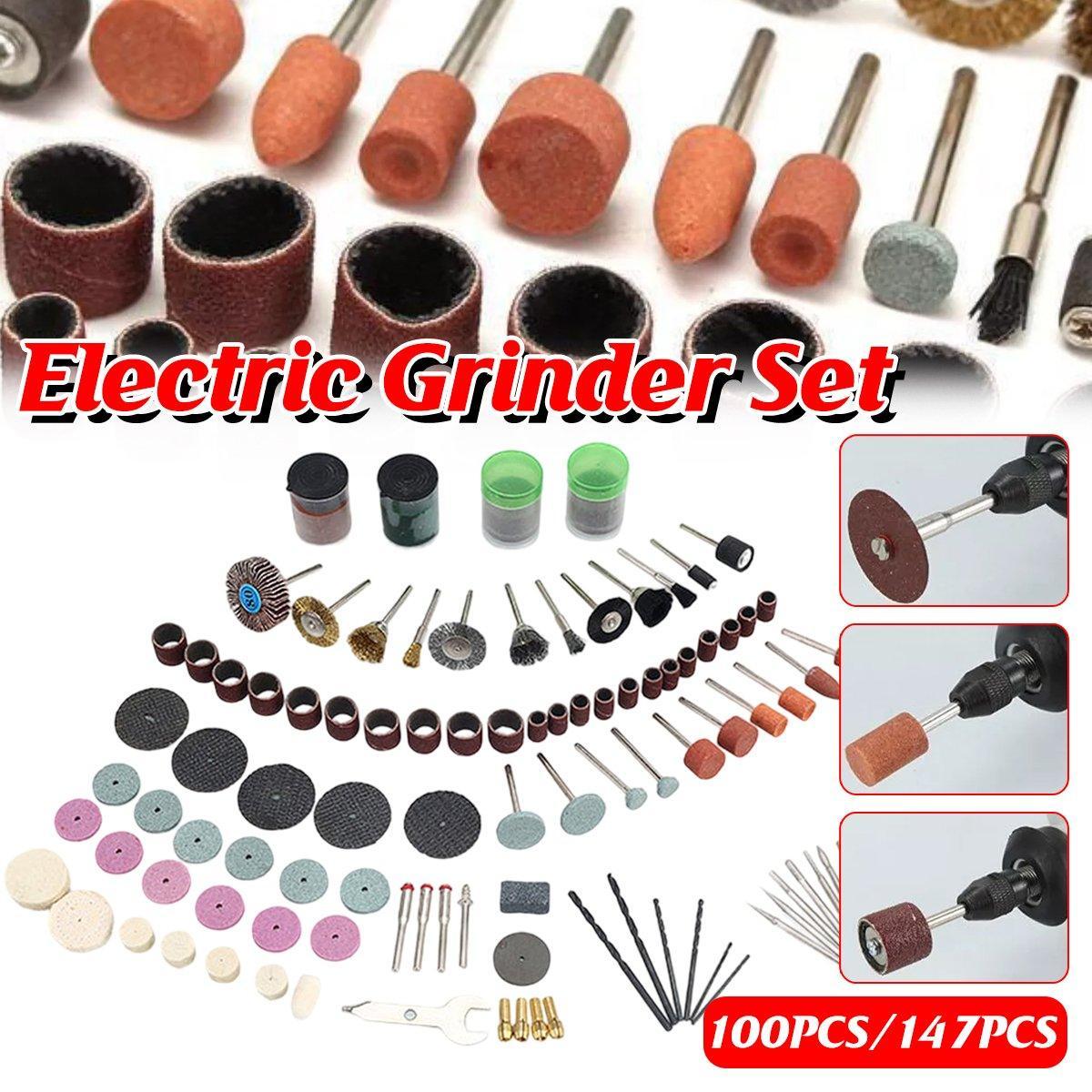 100/147pcs Electric Mill Set Accessories Grinding Cutting Drilling Tool Kit - 100Pcs(Without Grinder Pen)
