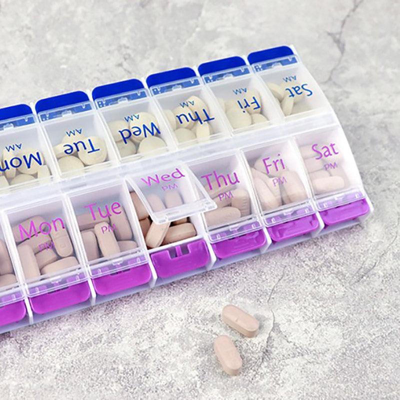 14 Slot 7 Day Pill Box Dispenser Medicine Organiser Am Case Medication Au Stock