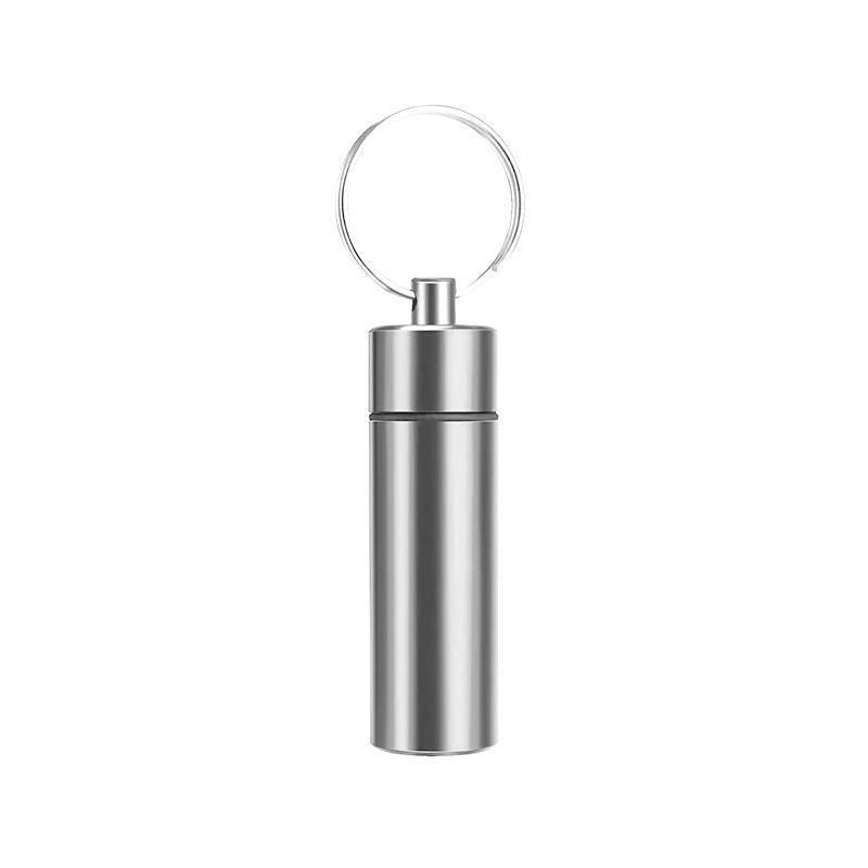 Aluminum Pill Box Case Bottle Cache Drug Holder Keychain Container Waterproof - Blue