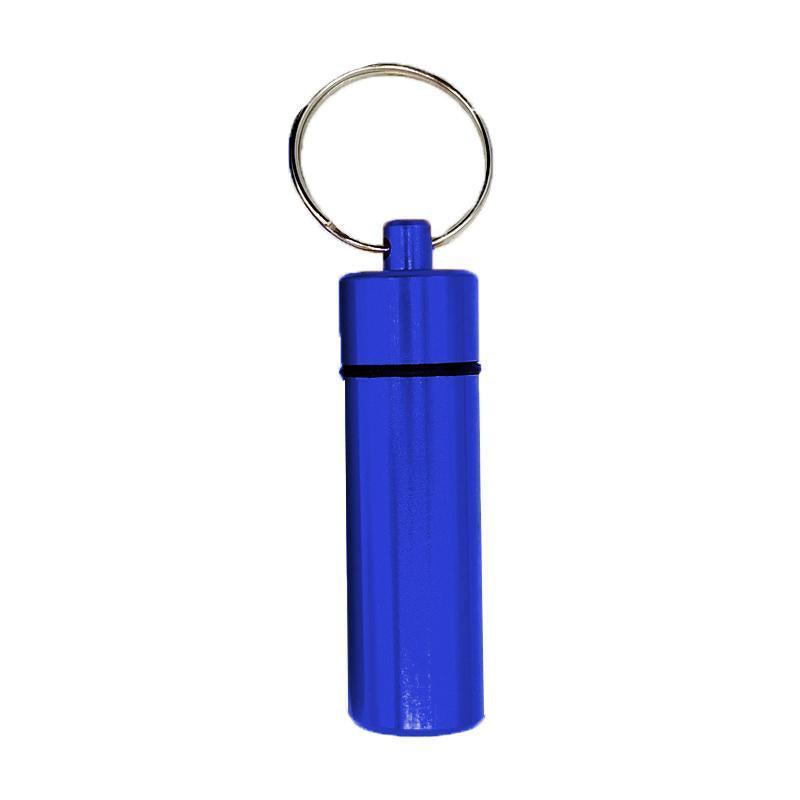 Aluminum Pill Box Case Bottle Cache Drug Holder Keychain Container Waterproof - Silver