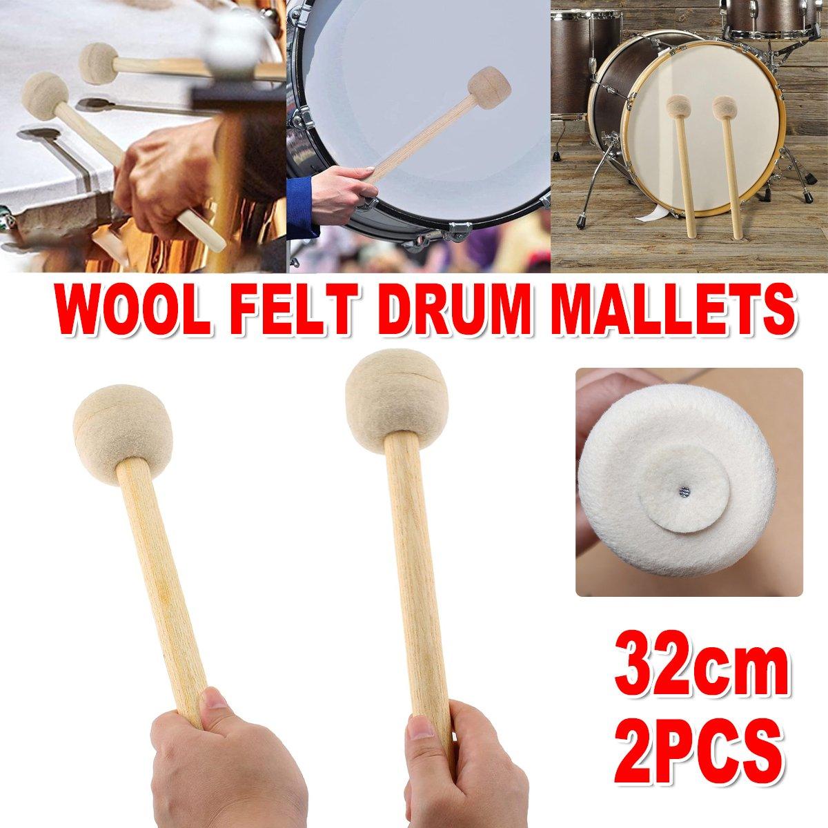 2pcs Felt Drumsticks Gong Mallets Soft Hammer Drum Accessories Percussion Tools