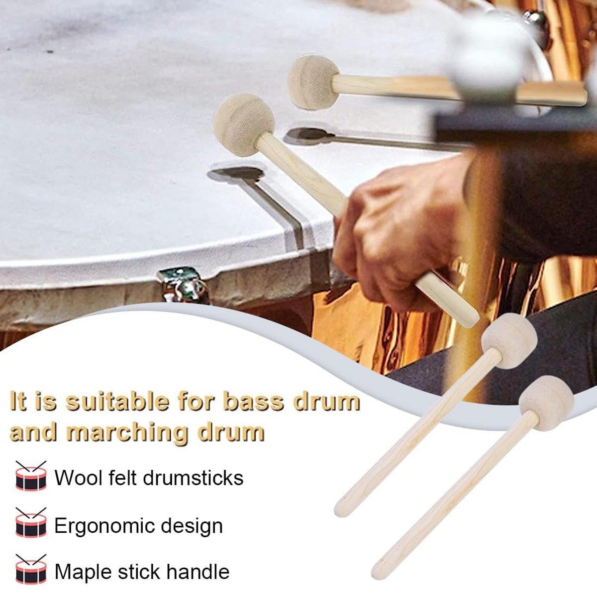 2pcs Felt Drumsticks Gong Mallets Soft Hammer Drum Accessories Percussion Tools