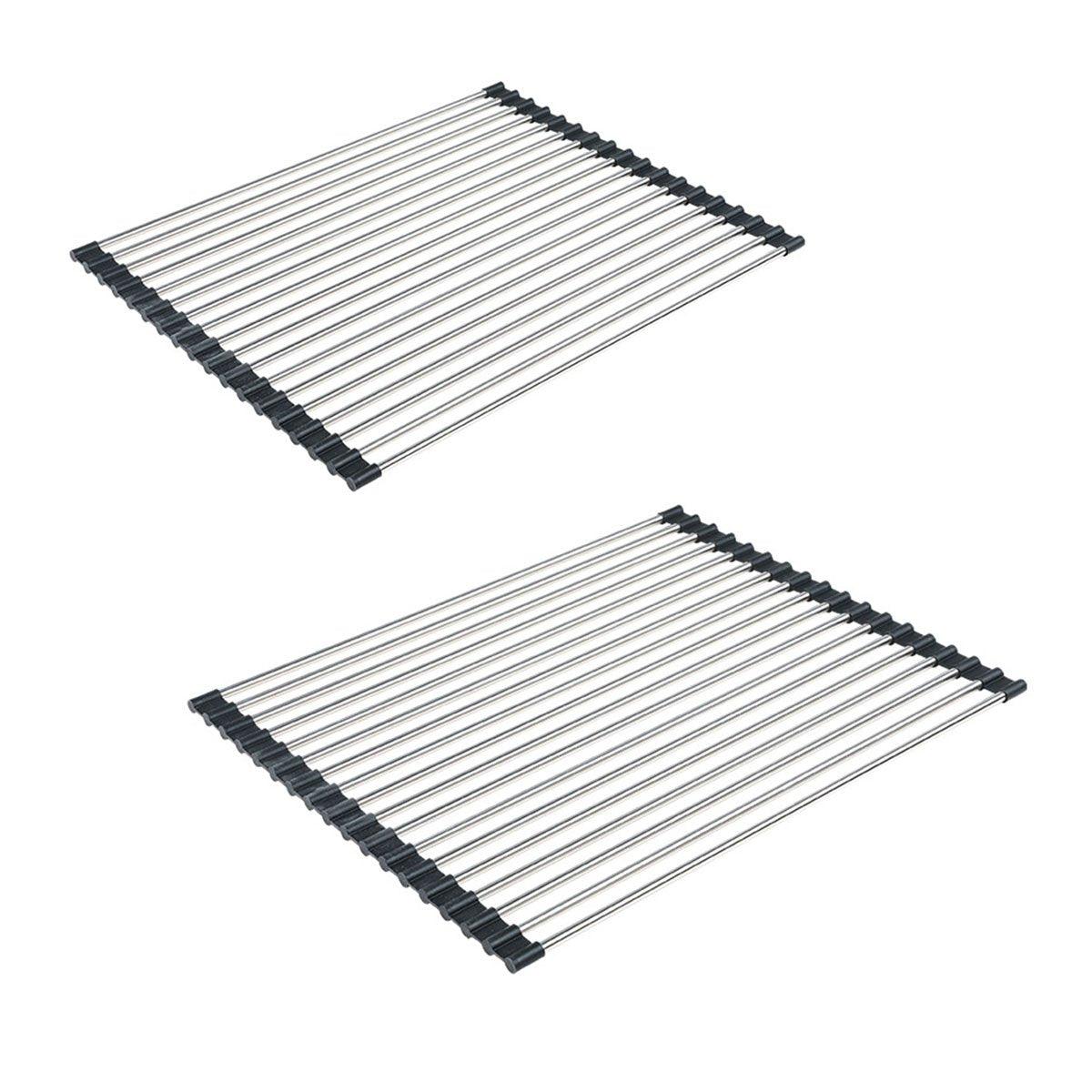 Multifunctional Stainless Steel Draining Rack Folding Sink Organizer for Kitchen - 580 x 400mm