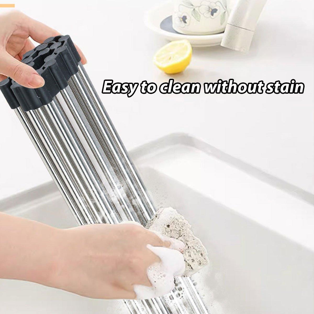 Multifunctional Stainless Steel Draining Rack Folding Sink Organizer for Kitchen - 580 x 400mm