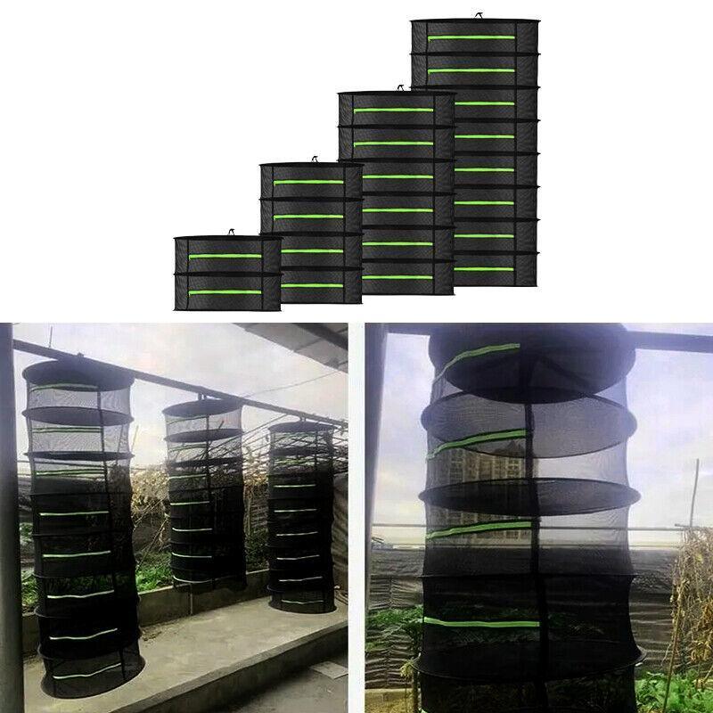 2-8 Tier Drying Net Large Shelf Hydroponic Hanging Grow Herb Plant Dry - 2 Layers