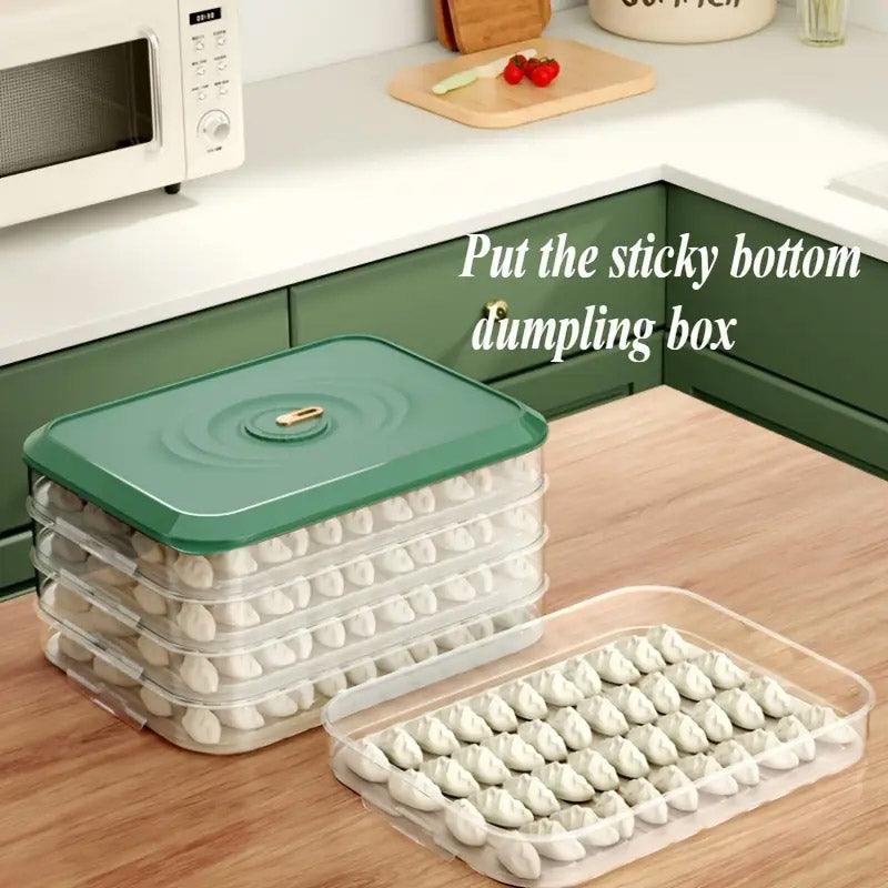 3/4 Layer Large Capacity Dumpling Box Sealed Fresh Wonton Storage Container - White-3 Layer