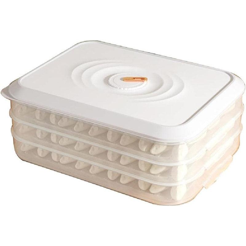 3/4 Layer Large Capacity Dumpling Box Sealed Fresh Wonton Storage Container - White-3 Layer
