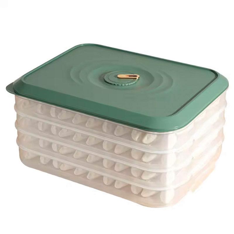 3/4 Layer Large Capacity Dumpling Box Sealed Fresh Wonton Storage Container - White-4 Layer