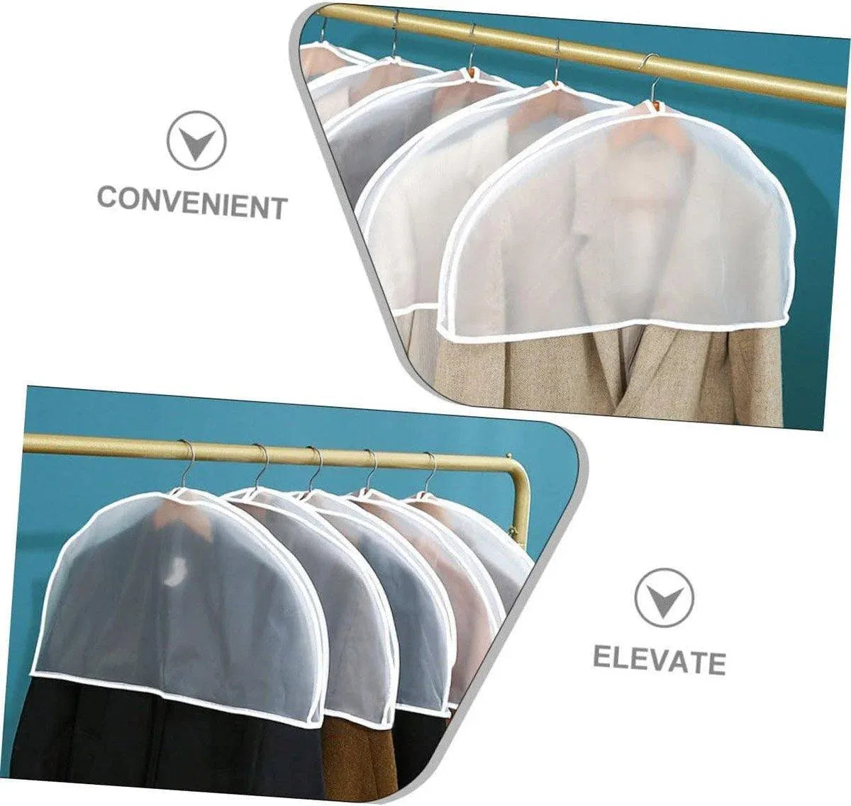 10pcs Dustproof Clothes Cover Transparent Hanging Wardrobe Storage Bag Set