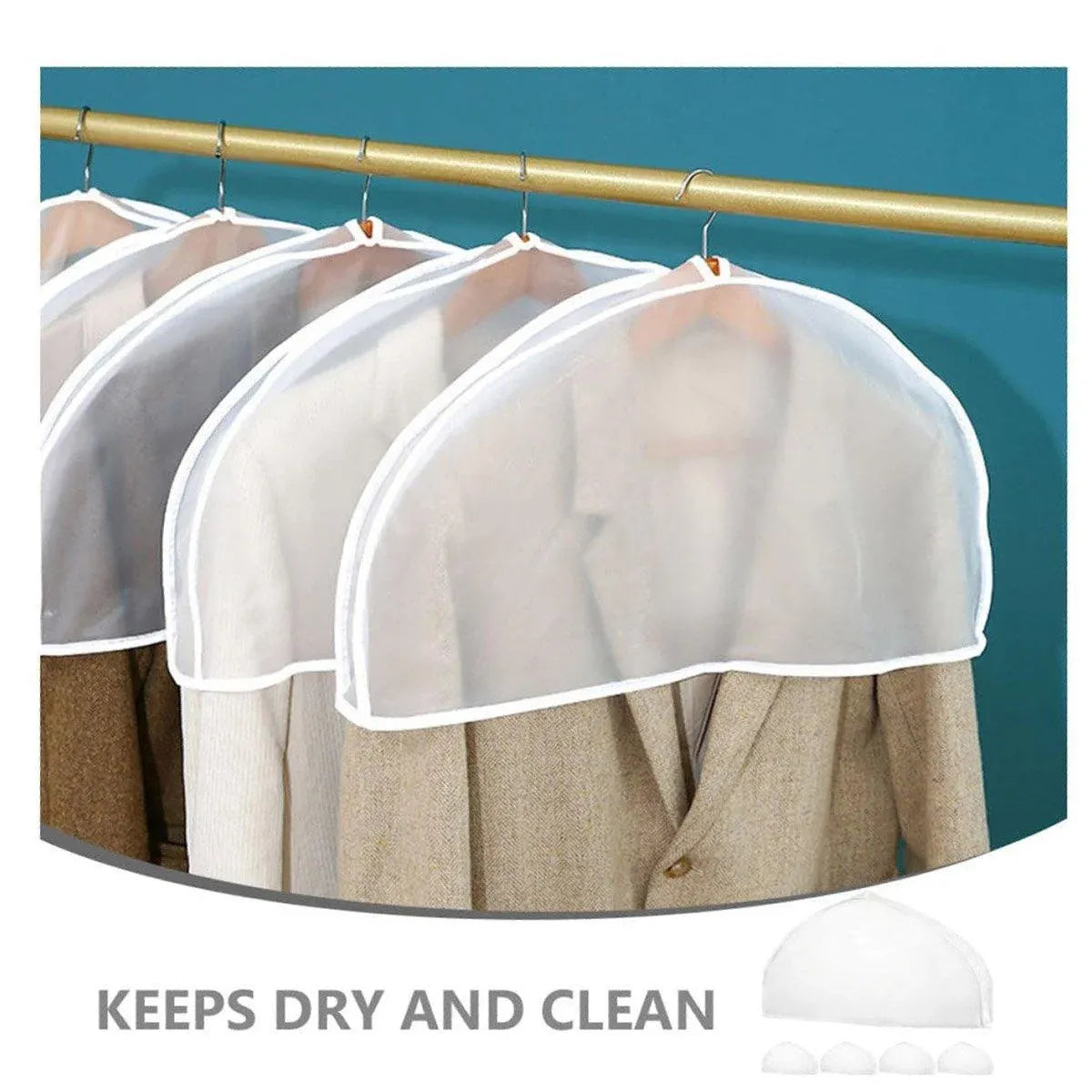10pcs Dustproof Clothes Cover Transparent Hanging Wardrobe Storage Bag Set