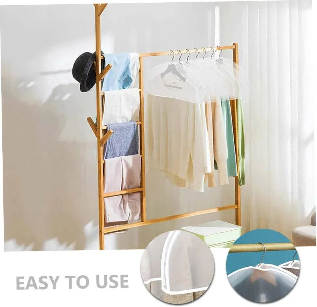 10pcs Dustproof Clothes Cover Transparent Hanging Wardrobe Storage Bag Set