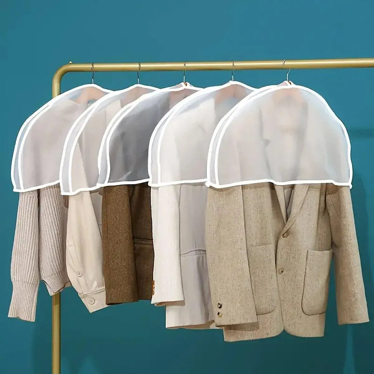 10pcs Dustproof Clothes Cover Transparent Hanging Wardrobe Storage Bag Set