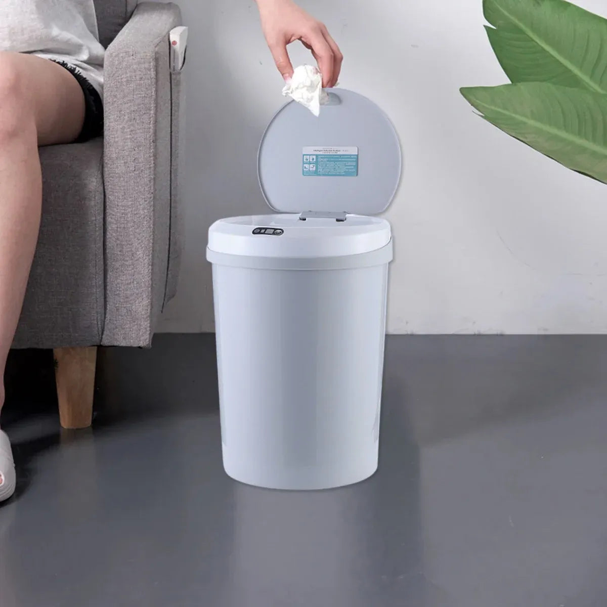1-Piece 12L Automatic Sensor Bin, Grey